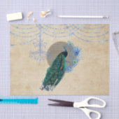 ヴィンテージブルーピーコックフェザーシャンデリア 薄葉紙 (クラフト)