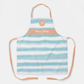 ヴィンテージブルーピーチピンクモノグラム航海のギフト エプロン (正面)