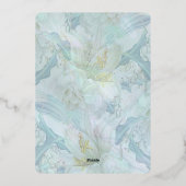 ヴィンテージブルーピーニーブライダルシャワーティーパーティー 箔招待状 (裏面)