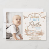 ヴィンテージブルーフォトファーストRodeo 1歳 招待状 (正面)