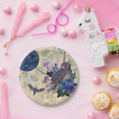 ヴィンテージブルーフクロムーンモス ペーパープレート (パーティー)