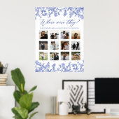 ヴィンテージブルーフラワーのどこにいたの?花嫁シャワー ポスター (ホームオフィス)