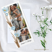 ヴィンテージブルーフラワーフォトストリップ日付を保存 招待状