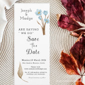 ヴィンテージブルーフラワーフォトストリップ日付を保存 招待状