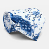 ヴィンテージブルーフランスのチャイノアイセリーウォーターカラーピーコック ネクタイ (ロール)