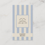 ヴィンテージブルーフランスのベーカリーロゴ大ストライプのきい 名刺 (正面)