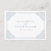ヴィンテージブルーフレームエレガントなウェディング詳細エンクロージャ エンクロージャーカード (正面)