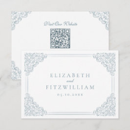 ヴィンテージブルーフレームエレガントなウェディング詳細エンクロージャ エンクロージャーカード