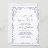 ヴィンテージブルーフレームエレガントブライダルシャワー 招待状 (正面)