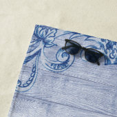 ヴィンテージブルーフレームパーソナライズ夏 ビーチタオル (インサイチュ)