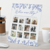 ヴィンテージブルーフローラどこ彼らはブライダルシャワー 台座サイン (インサイチュ)