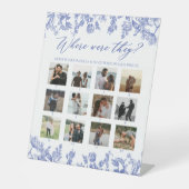 ヴィンテージブルーフローラどこ彼らはブライダルシャワー 台座サイン (正面)