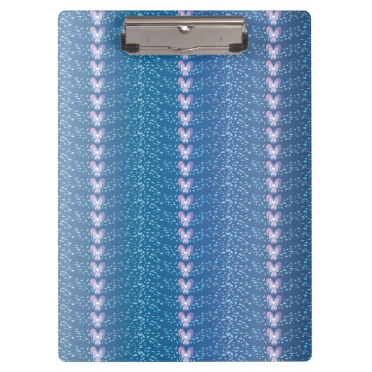 ヴィンテージブルーフローラの壁紙パターン クリップボード (正面)