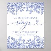 ヴィンテージブルーフローラはゲームの数を推測リングや輪 ポスター (正面)