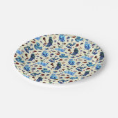 ヴィンテージブルーフローラウサギ森林動物 ペーパープレート (アングル)