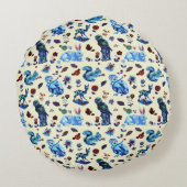 ヴィンテージブルーフローラウサギ森林動物 ラウンドクッション (裏面)