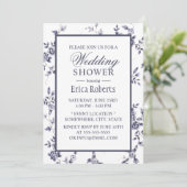 ヴィンテージブルーフローラエレガントなウェディングシャワー 招待状 (スタンド正面)