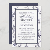 ヴィンテージブルーフローラエレガントなウェディングシャワー 招待状 (正面/裏面)