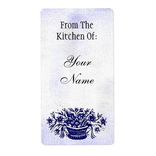 ヴィンテージブルーフローラカスタムベーキングラベルの厨房 ラベル (正面)