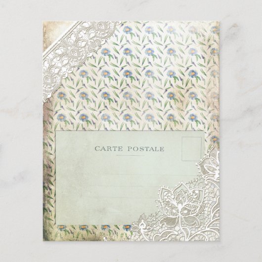 ヴィンテージブルーフローラコラージスクラップブック紙 (正面)