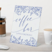 ヴィンテージブルーフローラコーヒーバー愛は醸造 台座サイン (インサイチュ)