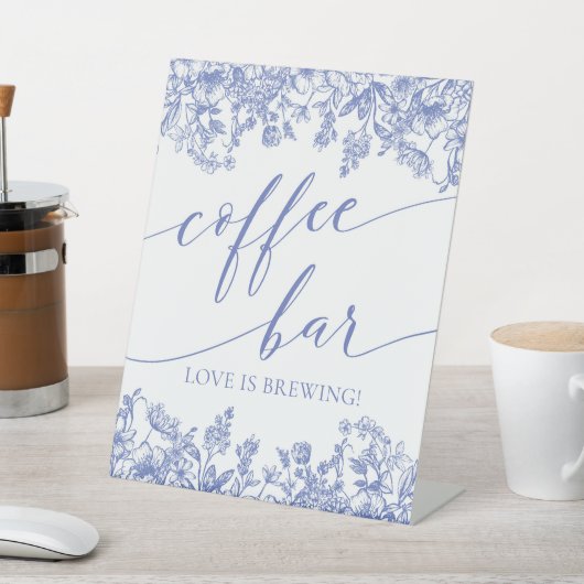 ヴィンテージブルーフローラコーヒーバー愛は醸造 台座サイン (インサイチュ)