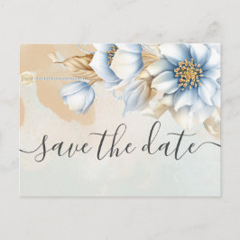 ヴィンテージブルーフローラセーブ・ザ・デート案内位置 案内ポストカード