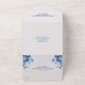 ヴィンテージブルーフローラチノインスパイアイセリ結婚ス オールインワン招待状 (外側)