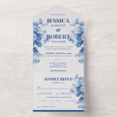 ヴィンテージブルーフローラチノインスパイアイセリ結婚ス オールインワン招待状 (内側)