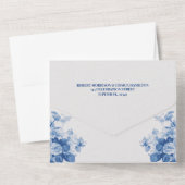 ヴィンテージブルーフローラチノインスパイアイセリ結婚ス オールインワン招待状 (裏面)