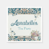 ヴィンテージブルーフローラティーパーティー スタンダードカクテルナプキン (正面)