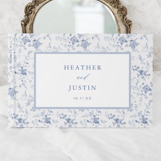 ヴィンテージブルーフローラトワクラシックル結婚ズ ゲストブック