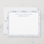 ヴィンテージブルーフローラパーソナライズされたアドバイスカード ノートカード (正面)