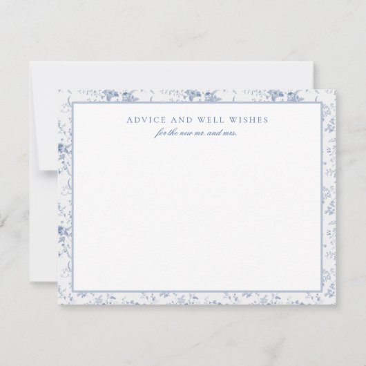 ヴィンテージブルーフローラパーソナライズされたアドバイスカード ノートカード (正面)