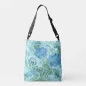 ヴィンテージブルーフローラフランスのパリスポストマークパターン クロスボディバッグ (裏面)