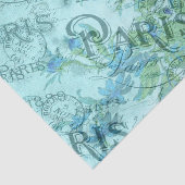 ヴィンテージブルーフローラフランスのパリスポストマークパターン 薄葉紙 (詳細)