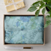 ヴィンテージブルーフローラフランスのパリスポストマークパターン 薄葉紙 (ギフト)