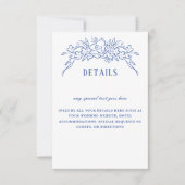 ヴィンテージブルーフローラフレームエレガントな結婚式詳細 出欠カード (正面)