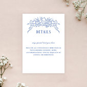 ヴィンテージブルーフローラフレームエレガントな結婚式詳細 出欠カード