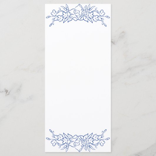 ヴィンテージブルーフローラフレームエレガントな結婚式 メニュー (裏面)