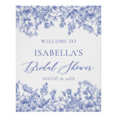 ヴィンテージブルーフローラブライダルシャワーウェルカムサイン ポスター (正面)