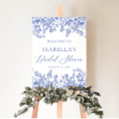 ヴィンテージブルーフローラブライダルシャワーウェルカムサイン ポスター