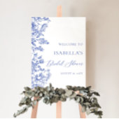 ヴィンテージブルーフローラブライダルシャワーウェルカムサイン ポスター
