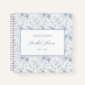 ヴィンテージブルーフローラブライダルシャワーゲストブック ノートブック (正面)
