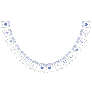 ヴィンテージブルーフローラブライダルシャワーバンティングバナー バンティングフラッグ