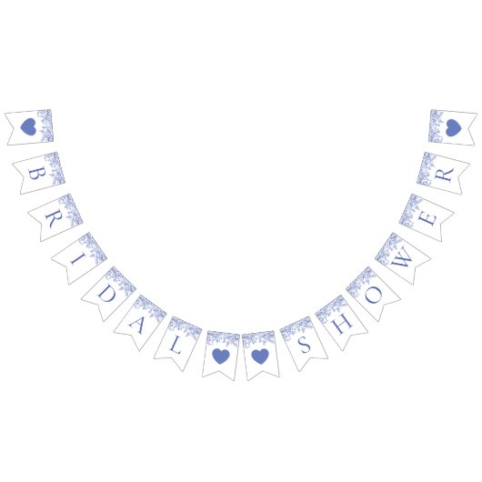 ヴィンテージブルーフローラブライダルシャワーバンティングバナー バンティングフラッグ (全)
