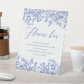 ヴィンテージブルーフローラブライダルシャワーフラワーバー標識 台座サイン (インサイチュ)