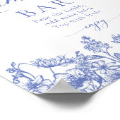 ヴィンテージブルーフローラブライダルシャワーミモザバー標識 ポスター (角)