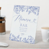 ヴィンテージブルーフローラブライダルシャワーミモザバー標識 台座サイン (インサイチュ)