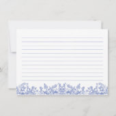 ヴィンテージブルーフローラブライダルシャワーレシピカード 招待状 (裏面)